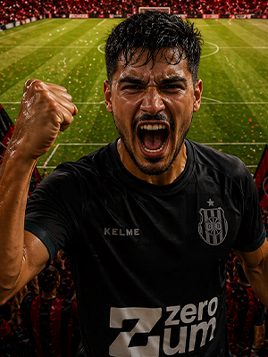 Jogador do Brasil de Pelotas comemorando